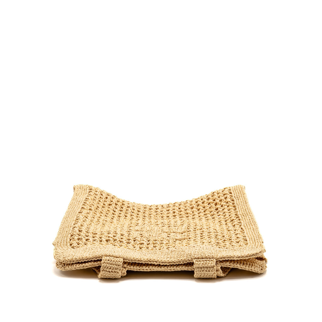 Miu Miu Ivy Crochet Tote Bag Raffia/Cotton/Calfskin Beige SHW