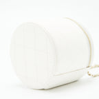 CHANEL ROUND VANITY WITH CHAIN WHITE/ BLACK WITH LGHW