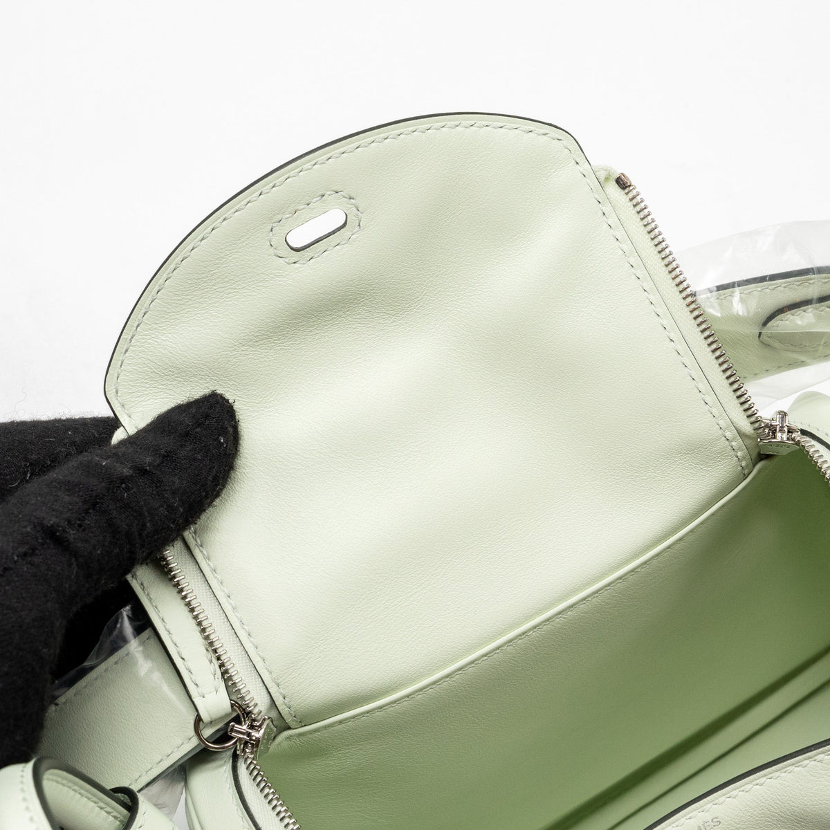 Hermes Mini Lindy Swift Vert Fizz SHW