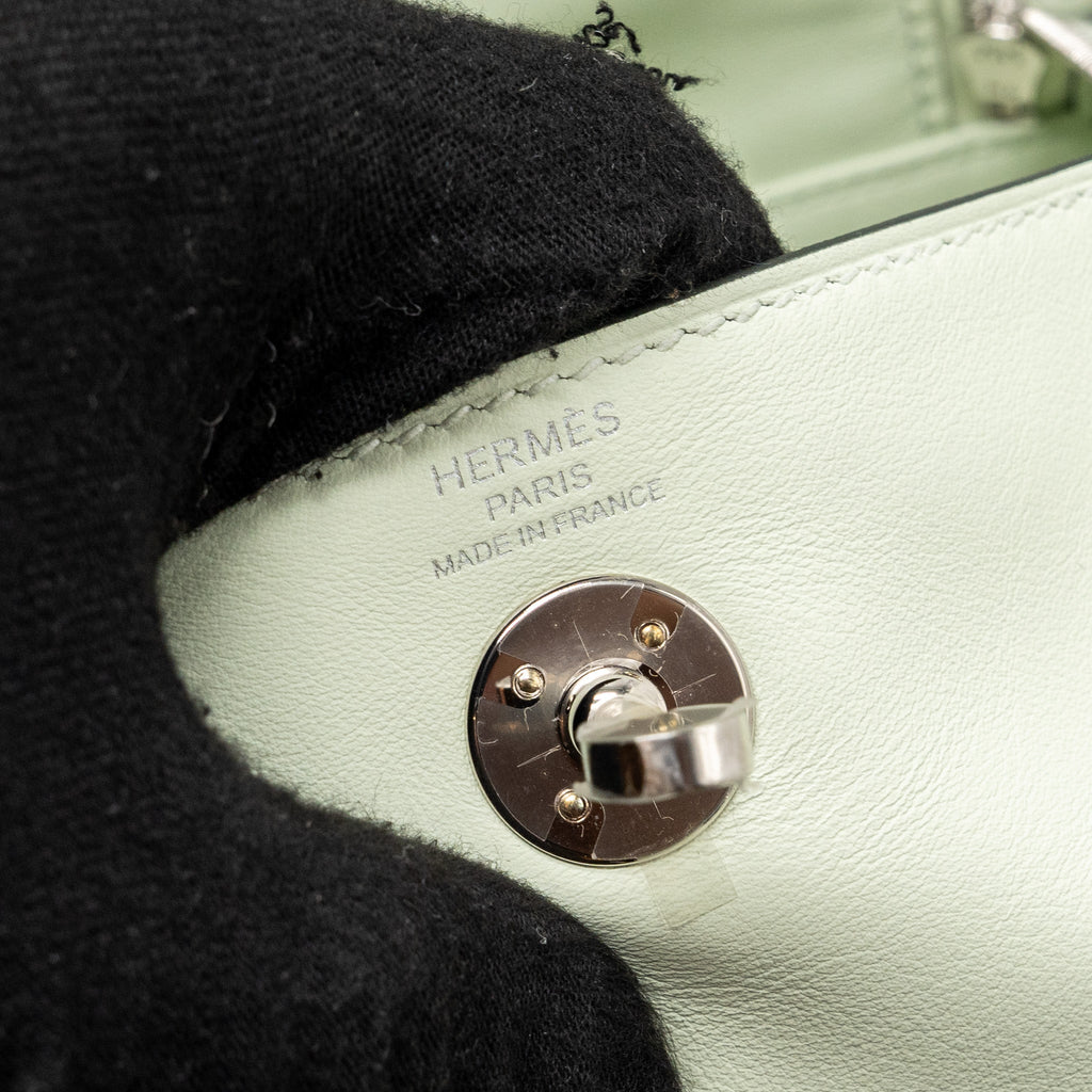 Hermes Mini Lindy Swift Vert Fizz SHW