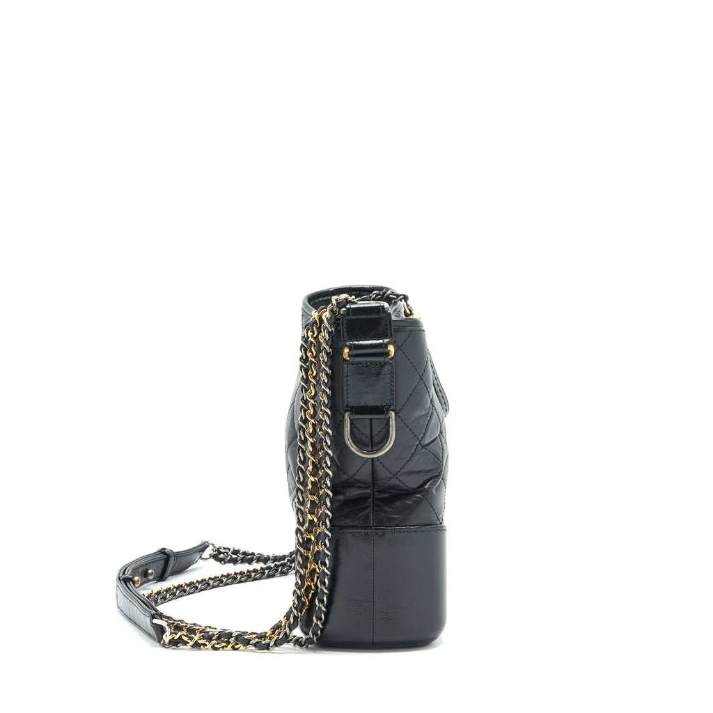 CHANEL LARGE HOBO GABRIELLE BAG BLACK WITH GOLD AND SLIVER HARDWARE