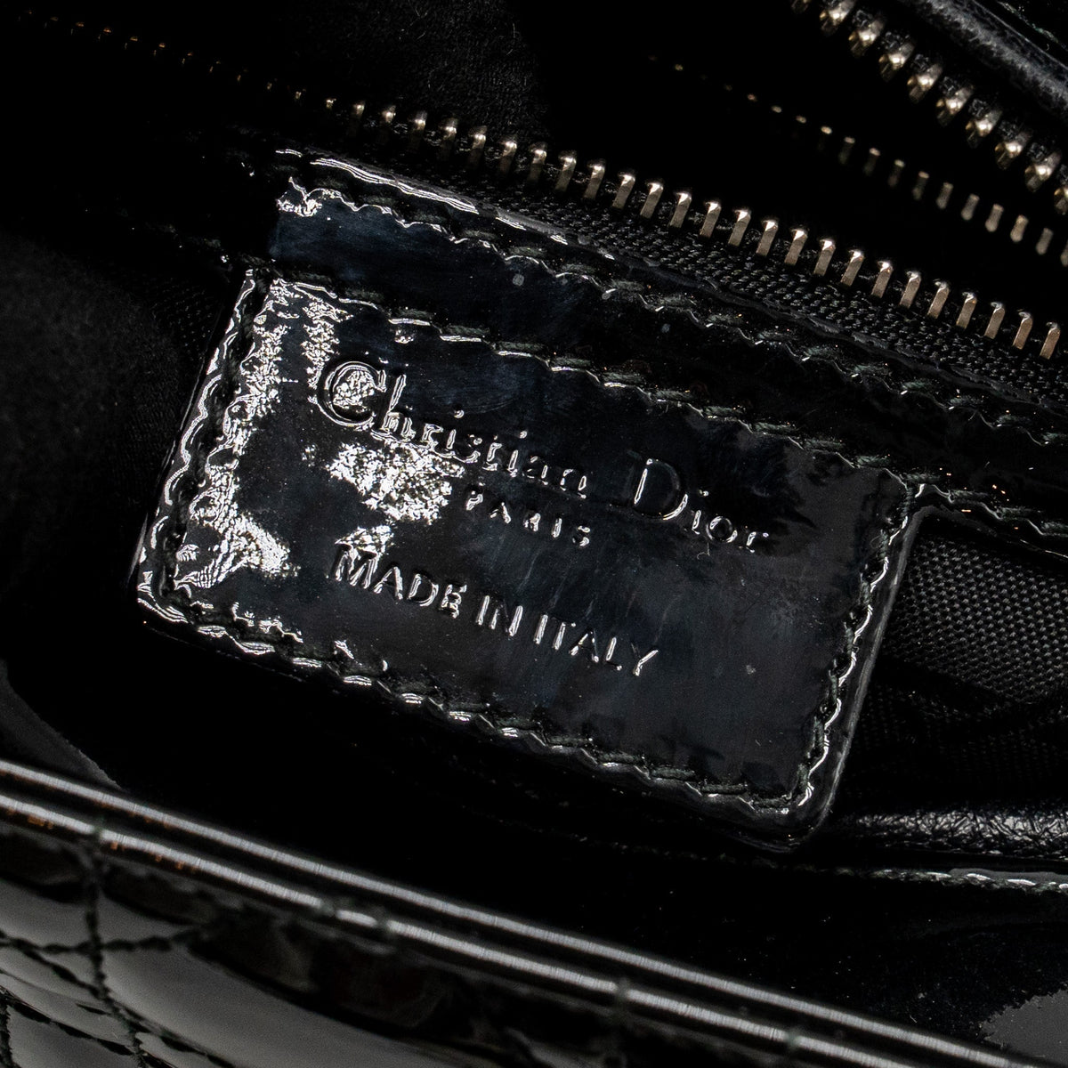 DIOR MEDIUM LADY DIOR PATENT LEATHER BLACK SHW