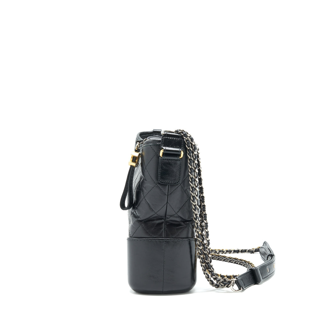 CHANEL LARGE HOBO GABRIELLE BAG BLACK WITH GOLD AND SLIVER HARDWARE