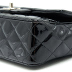 CHANEL MINI RECTANGULAR FLAP BAG PATENT LEATHER BLACK SHW