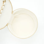 CHANEL ROUND VANITY WITH CHAIN WHITE/ BLACK WITH LGHW