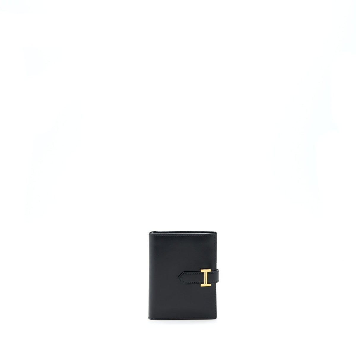 Hermes Bearn Compact Wallet Box Calfskin Black GHW