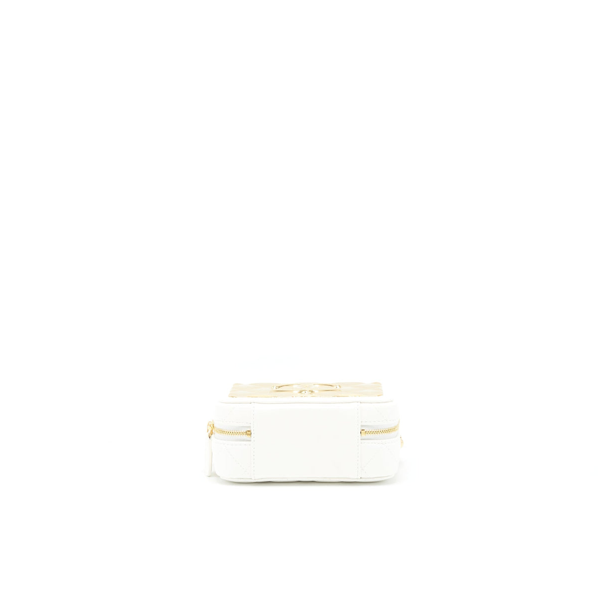 CHANEL 21K SMALL METAL PLATE VANITY WITH CHAIN LAMBSKIN WHITE GHW