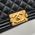 CHANEL SMALL BOY BAG CAVIAR BLACK GHW (MICROCHIP)