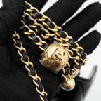 CHANEL PEARL CRUSH WALLET ON CHAIN LAMBSKIN BLACK GHW (MICROCHIP)