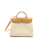 HERMES HERBAG ZIP 31 LEATHER/CANVAS BETON/NATUREL SABLE SHW