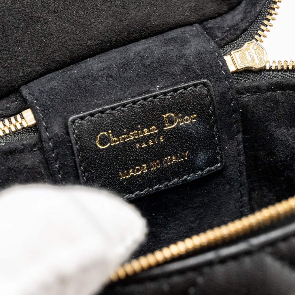 DIOR MICRO LADY DIOR VANITY CASE BAG CANNAGE LAMBSKIN BLACK LGHW