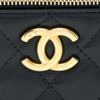 CHANEL 21A GOLD CRUSH MINI VANITY CASE CALFSKIN BLACK BRUSHED GHW