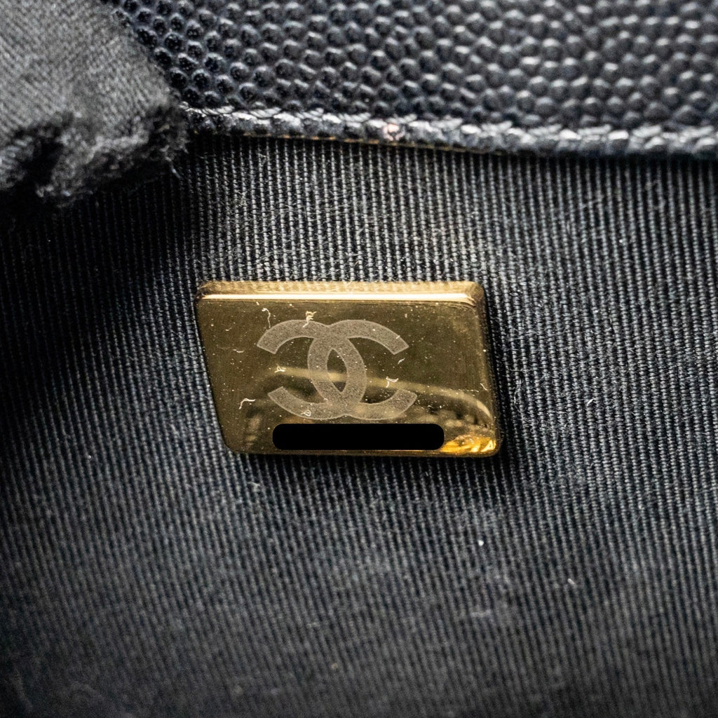 CHANEL SMALL BOY BAG CAVIAR BLACK GHW (MICROCHIP)