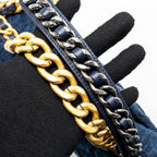 CHANEL LARGE 19 BAG DENIM DARK BLUE MULTICOLOR HARDWARE