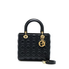 DIOR MEDIUM LADY DIOR LAMBSKIN BLACK GHW