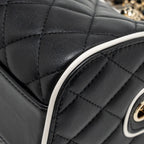 Chanel 25P Quilted Bowling Bag Lambskin Black/White LGHW (Microchip)