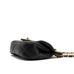 CHANEL 21K MINI FLAP BAG CALFSKIN BLACK BRUSHED GHW