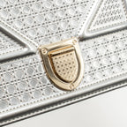 DIOR DIORAMA WALLET ON CHAIN METALLIC PATENT SILVER LGHW