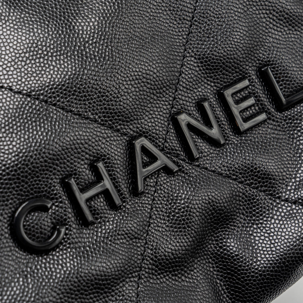 CHANEL MINI 22 BAG CAVIAR BLACK GHW (MICROCHIP)