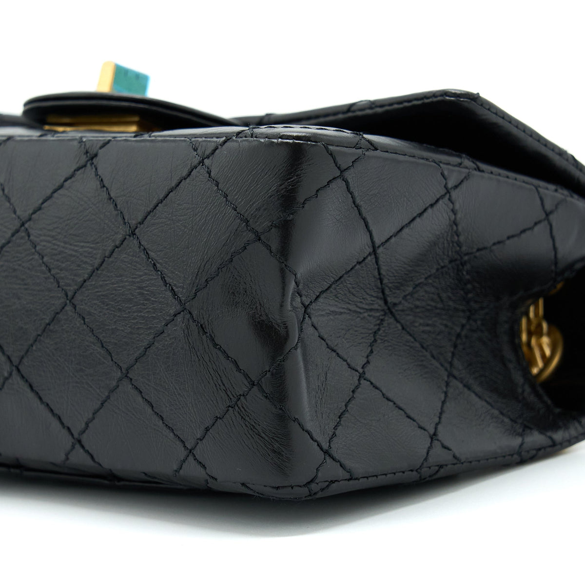 CHANEL MINI 2.55 REISSUE FLAP BAG AGED CALFSKIN BLACK GHW (MICROCHIP)
