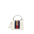 GUCCI MINI TOP HANDLE SYLVIE BAG CALFSKIN WHITE GHW
