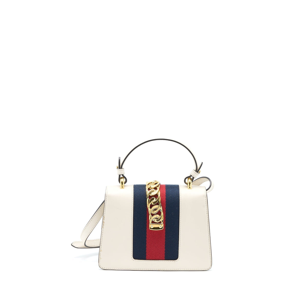 GUCCI MINI TOP HANDLE SYLVIE BAG CALFSKIN WHITE GHW