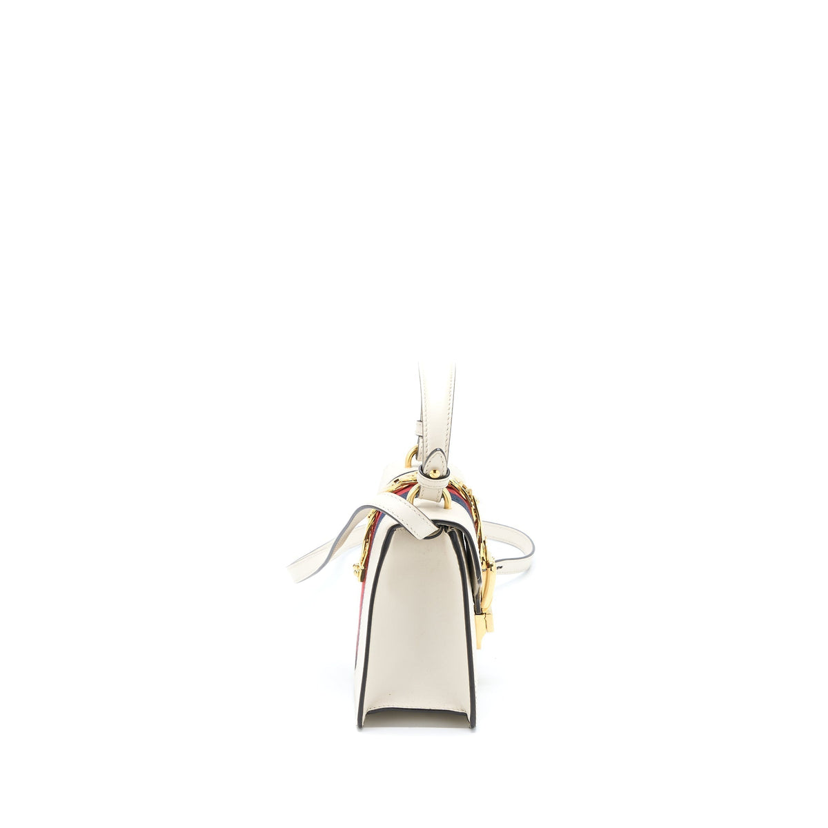 GUCCI MINI TOP HANDLE SYLVIE BAG CALFSKIN WHITE GHW