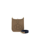 Hermes Mini Evelyne Etoupe / Indigo GHW