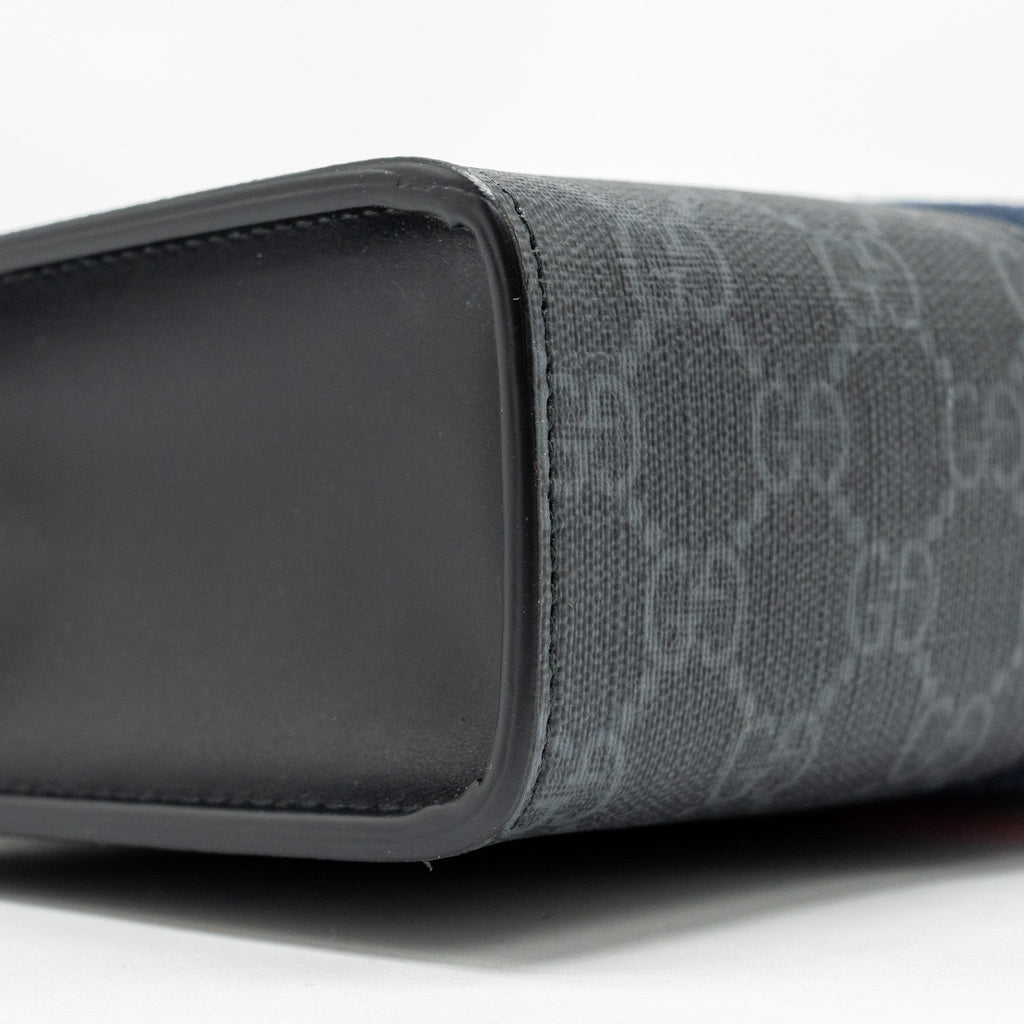 GUCCI GG SUPREME CANVAS / LEATHER ZIP CLUTCH BLACK/ MULTICOLOUR SHW