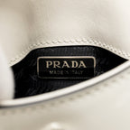 PRADA MINI CLEO SHOULDER BAG BRUSHED LEATHER WHITE SHW