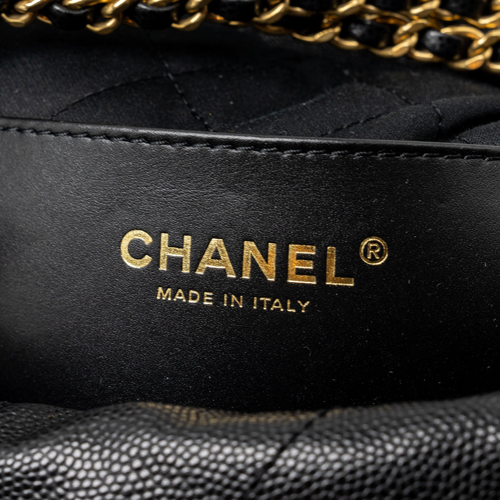 CHANEL MINI 22 BAG CAVIAR BLACK GHW (MICROCHIP)