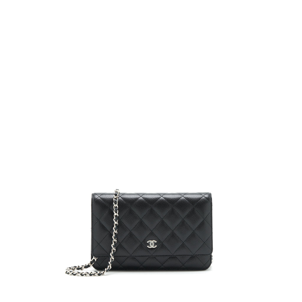 CHANEL CLASSIC WALLET ON CHAIN CAVIAR BLACK SHW (MICROCHIP)