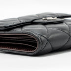 CHANEL SMALL CLASSIC FLAP WALLET LAMBSKIN BLACK SHW