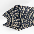 DIOR MEDIUM BOOK TOTE OBLIQUE EMBROIDERY ECRU/BLUE