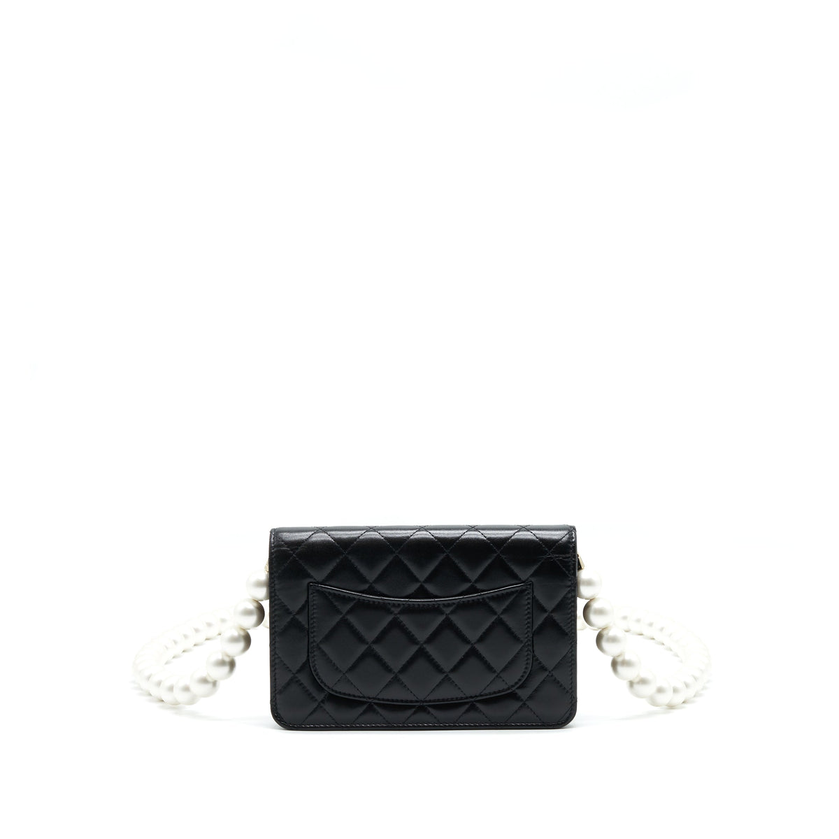 CHANEL GIANT PEARL CRUSH WALLET ON CHAIN BLACK