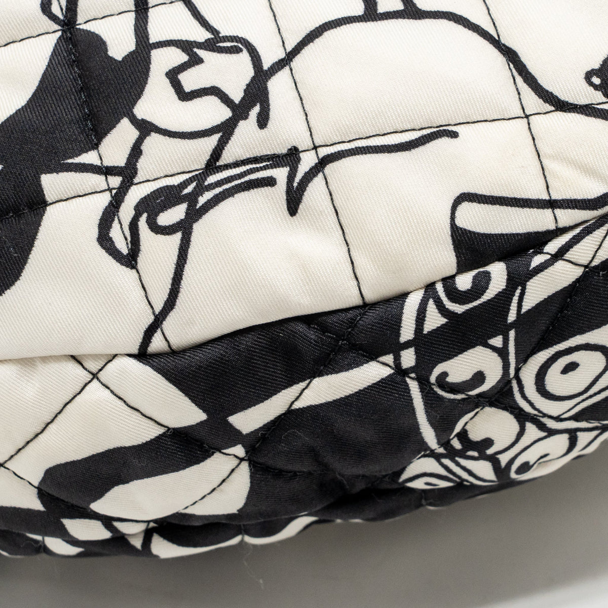 Chanel Dear Coco Hobo Bag Printed Fabric/Leather White/Black GHW (Microchip)