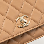 CHANEL TRENDY CC WALLET ON CHAIN LAMBSKIN DARK BEIGE LGHW (MICROCHIP)