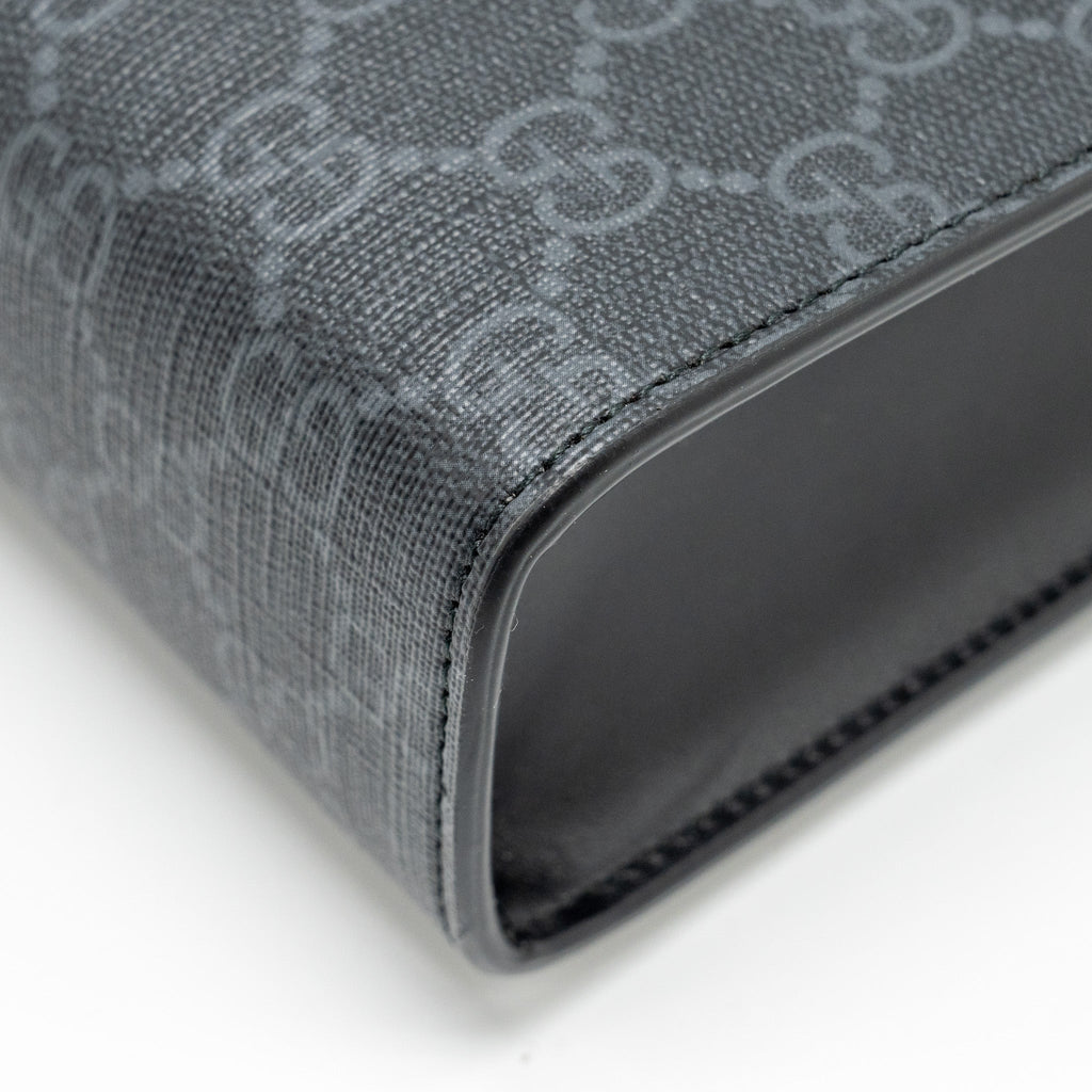 GUCCI GG SUPREME CANVAS / LEATHER ZIP CLUTCH BLACK/ MULTICOLOUR SHW