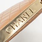 CHANEL TRENDY CC WALLET ON CHAIN LAMBSKIN DARK BEIGE LGHW (MICROCHIP)