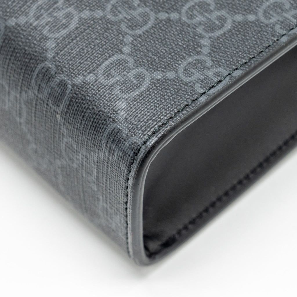 GUCCI GG SUPREME CANVAS / LEATHER ZIP CLUTCH BLACK/ MULTICOLOUR SHW