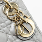 DIOR MINI LADY DIOR LAMBSKIN GREY LGHW
