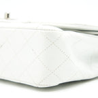 CHANEL MEDIUM CLASSIC DOUBLE FLAP BAG CAVIAR WHITE SHW