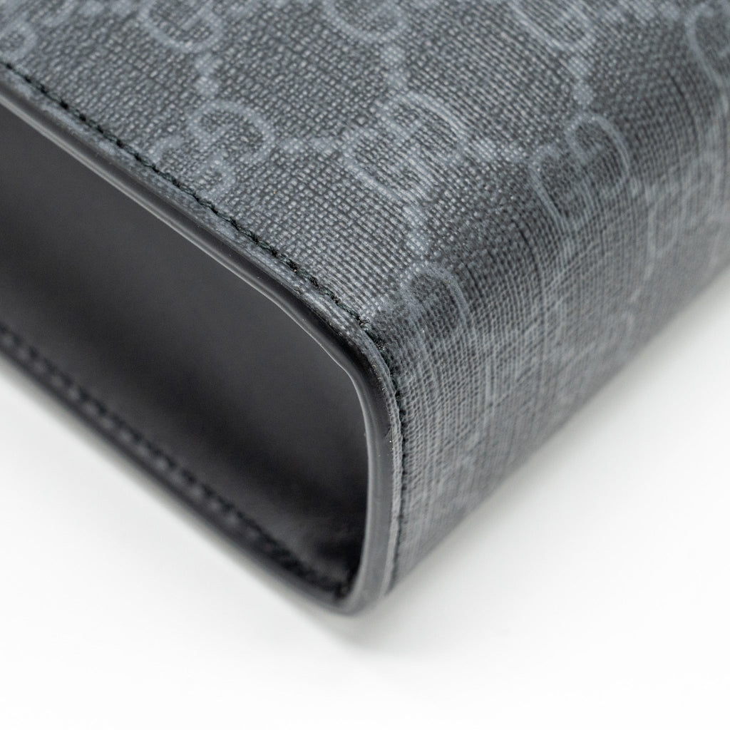 GUCCI GG SUPREME CANVAS / LEATHER ZIP CLUTCH BLACK/ MULTICOLOUR SHW