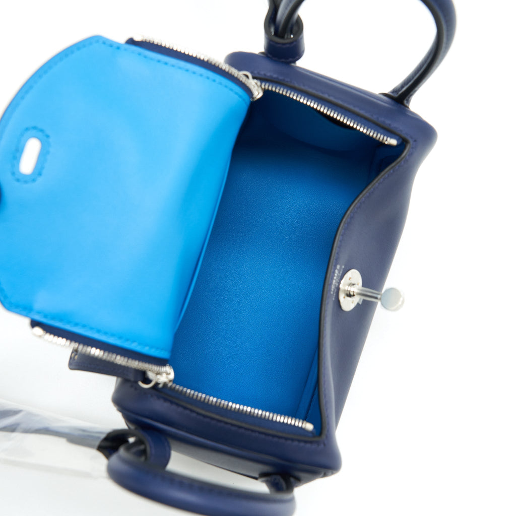 Hermes mini Lindy Swift Navy/Bleu Frida SHW