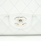 CHANEL MEDIUM CLASSIC DOUBLE FLAP BAG CAVIAR WHITE SHW