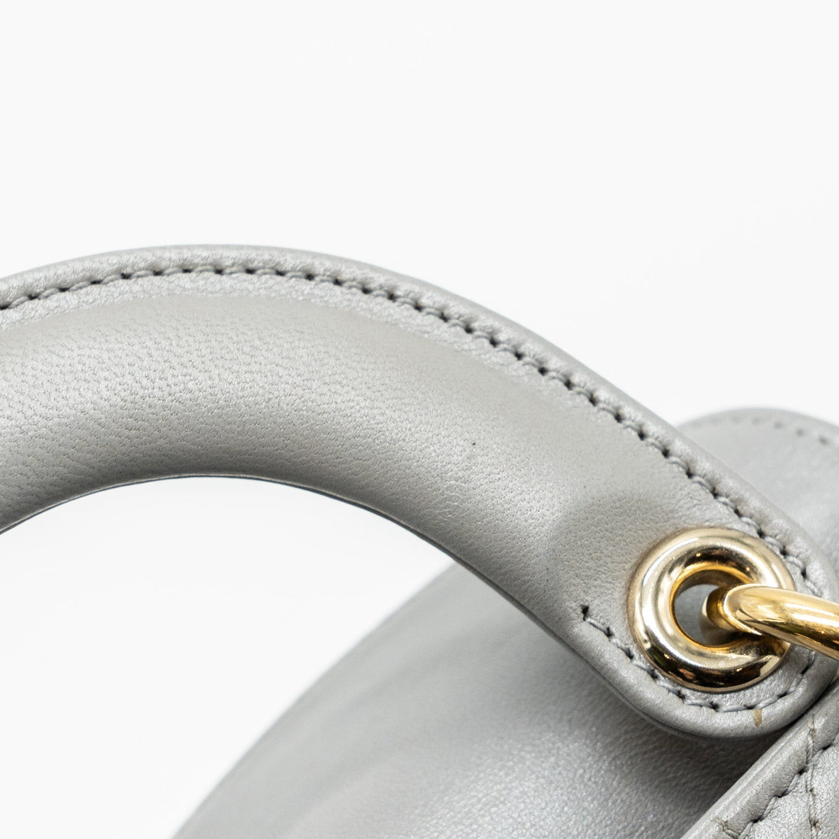 DIOR MINI LADY DIOR LAMBSKIN GREY LGHW