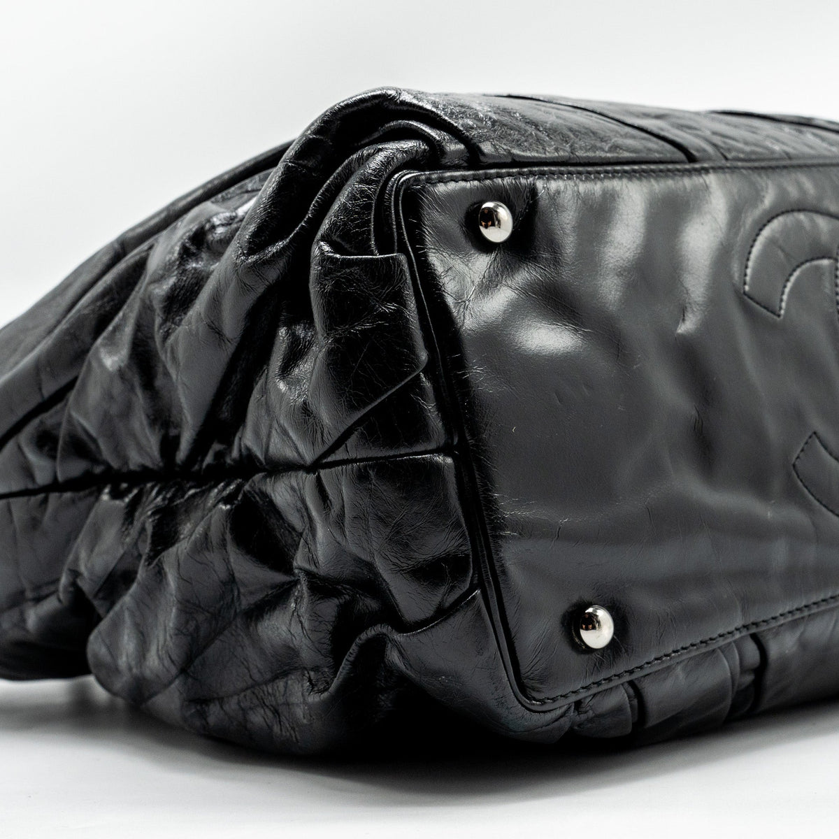 CHANEL TWISTED TOTE BAG CALFSKIN BLACK SHW