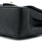 CHANEL MINI SQUARE FLAP BAG LAMBSKIN BLACK GHW (MICROCHIP)