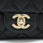 CHANEL MINI SQUARE FLAP BAG LAMBSKIN BLACK GHW (MICROCHIP)