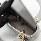DIOR MINI LADY DIOR LAMBSKIN GREY LGHW